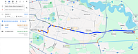 Captură de ecran de pe Google Maps, pentru traseul cu mașina, de la Stadionul Olimpia din sectorul 3 până la centrul comercial Fashion House Cernica, care este prima oprire posibilă după ce ai intrat pe autostrada A2. Ambele trasee sugerate de Google Maps ar dura 14-26 minute într-o zi de miercuri, dimineața.