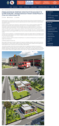 Captură de ecran pentru comunicatul de presă al Primăriei Sectorului 4, din 24 iunie 2020, care anunța construirea unei unități de de intervenție pentru situații de urgență în strada Perșani nr. 2, București, cu termen de construire 5 luni.