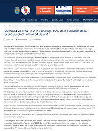 Captură de ecran pentru comunicatul de presă al Primăriei Sectorului 4, din 21 ianuarie 2023, în care se anunțau proiectele finanțate din bugetul local pe anul 2023, unul dintre acestea fiind stația de pompieri de pe strada Perșani nr. 2.