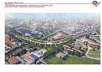Imagine preluată de pe site-ul Primăriei Sectorului 3 (pagina Proiecte pentru fluidizarea traficului), reprezentând simularea 2D pentru pasajul suprateran de la intersecția Drumul între Tarlale cu Șoseaua Industriilor și Șoseaua Gării Cățelu.