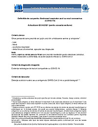 Definițiile de caz pentru Sindromul respirator acut cu noul coronavirus (COVID-19) actualizare 02.07.2021