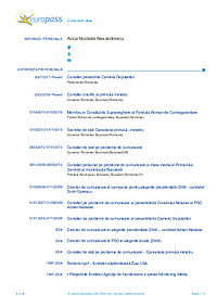 Document PDF ce reprezintă CV-ul Ancăi Alexandrescu în format Europass, publicat la data de 15 mai 2018 pe website-ul companiei de stat Romaepo.