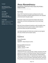 Document PDF tipărit automat de pe platforma online LinkedIn.com, ce reprezintă CV-ul Ancăi Alexandrescu, actualizat ultima dată cel mai probabil în anul 2017.