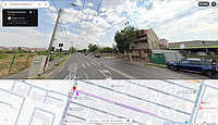 Captură de ecran pentru Google Maps folosit în modul Street View, pentru intersecția Șoseaua Antiaeriană cu strada Sergent Manea Șerban. În partea din centru-stânga a imaginii se observă semaforul rutier de bază și trecerea de pietoni. Imagine din iulie 2024.